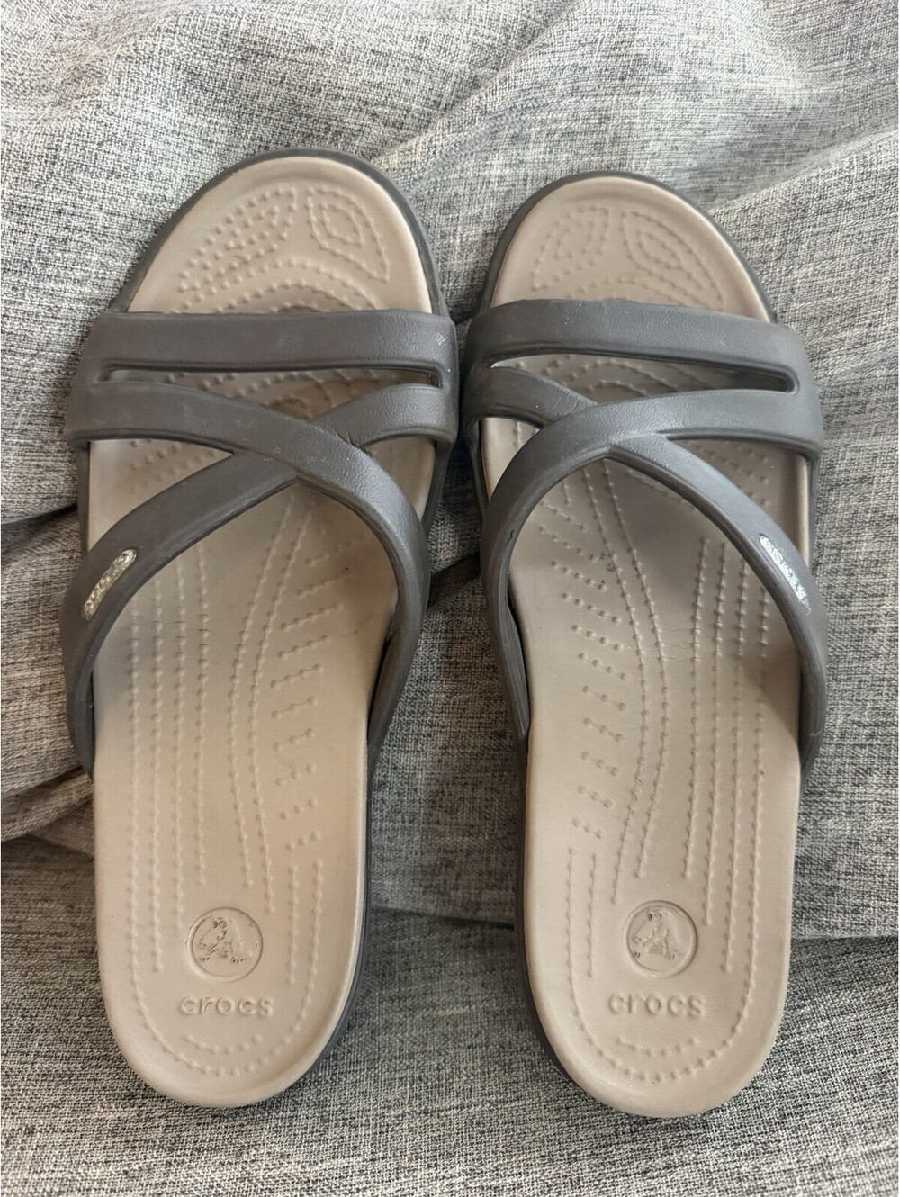 Crocs Patricia Wedge Sandals Womens Size 8 Espresso Brown Crisscross Strap